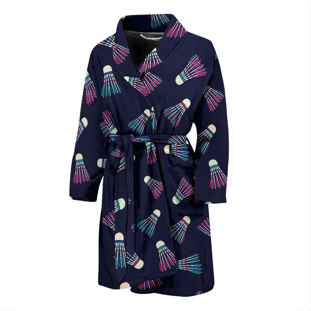 Badminton Ball Pattern Print Design 02 Men Bathrobe-JORJUNE.COM