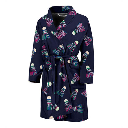 Badminton Ball Pattern Print Design 02 Men Bathrobe-JORJUNE.COM