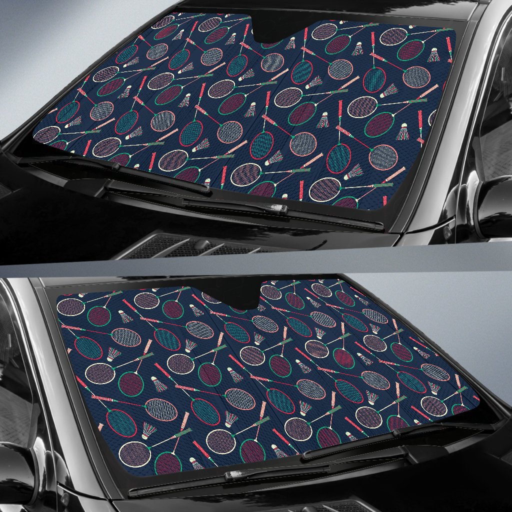 Badminton Pattern Print Design 03 Car Sun Shade-JORJUNE.COM