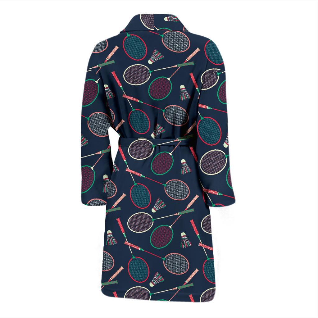 Badminton Pattern Print Design 03 Men Bathrobe-JORJUNE.COM