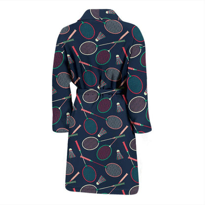 Badminton Pattern Print Design 03 Men Bathrobe-JORJUNE.COM