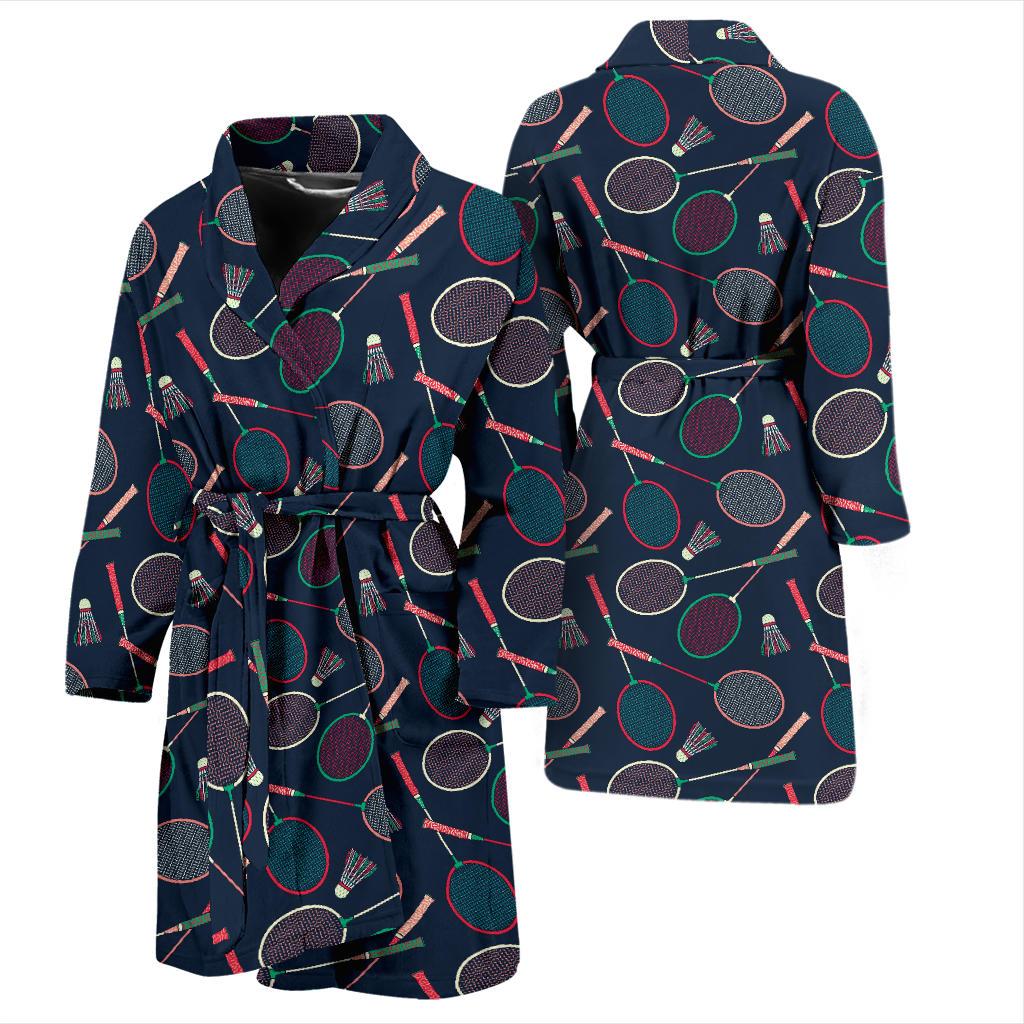 Badminton Pattern Print Design 03 Men Bathrobe-JORJUNE.COM