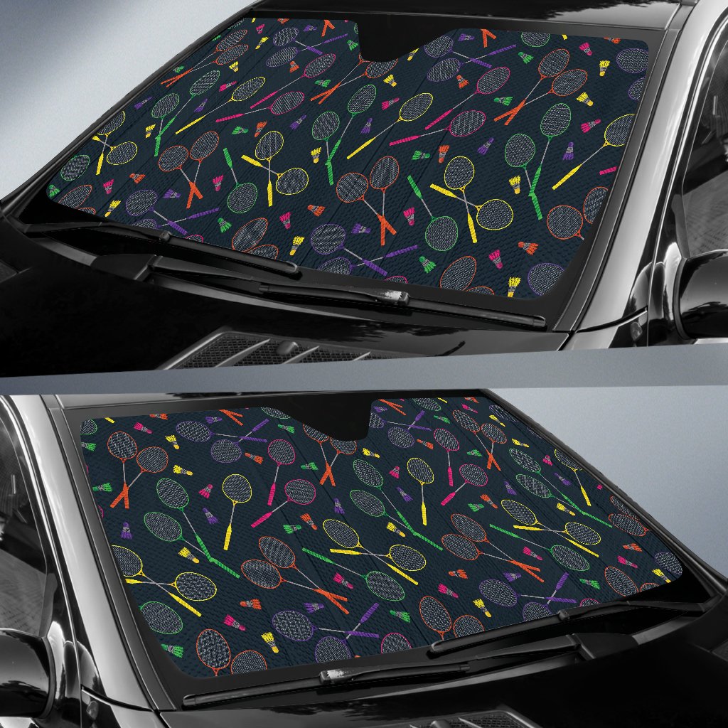 Badminton Pattern Print Design 04 Car Sun Shade-JORJUNE.COM