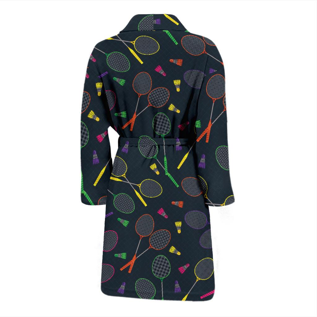 Badminton Pattern Print Design 04 Men Bathrobe-JORJUNE.COM