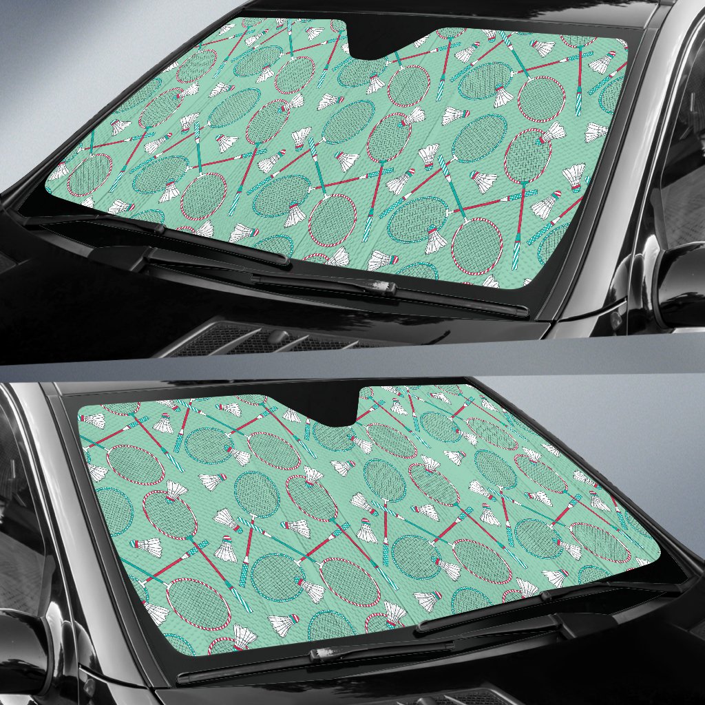 Badminton Pattern Print Design 05 Car Sun Shade-JORJUNE.COM