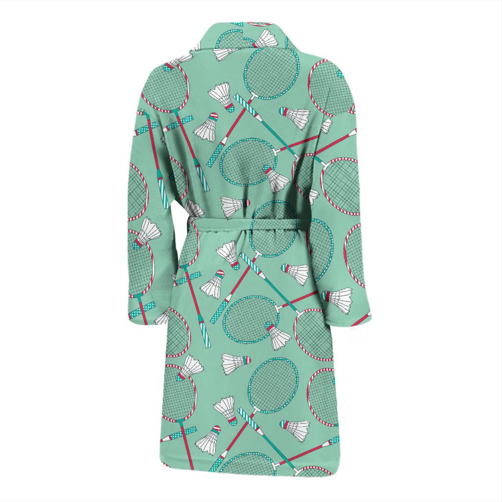 Badminton Pattern Print Design 05 Men Bathrobe-JORJUNE.COM