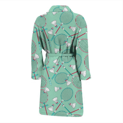 Badminton Pattern Print Design 05 Men Bathrobe-JORJUNE.COM