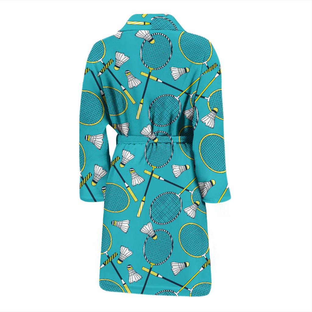 Badminton Pattern Print Design 06 Men Bathrobe-JORJUNE.COM