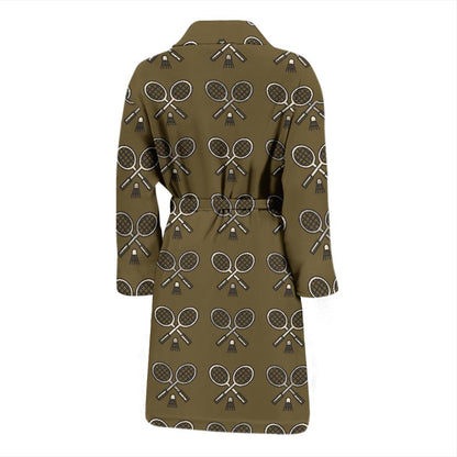 Badminton Pattern Print Design 07 Men Bathrobe-JORJUNE.COM