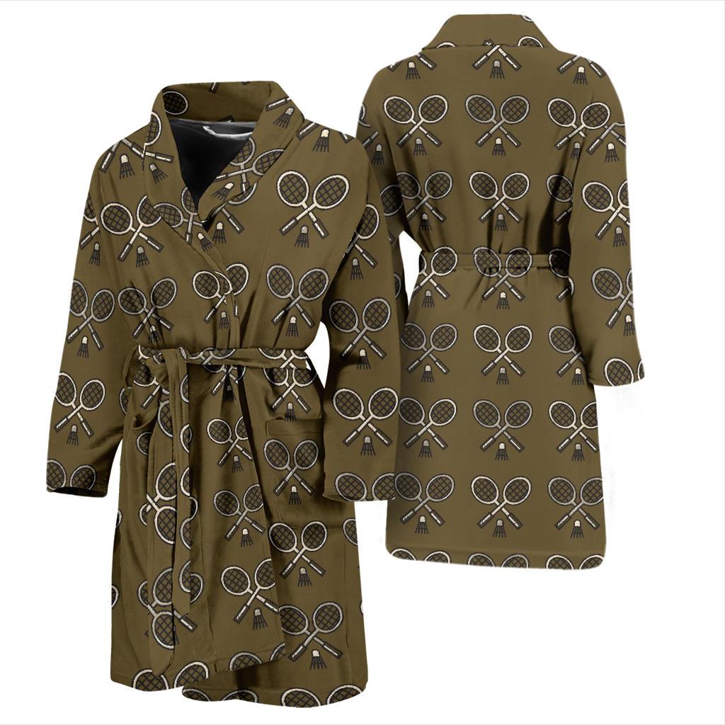 Badminton Pattern Print Design 07 Men Bathrobe-JORJUNE.COM