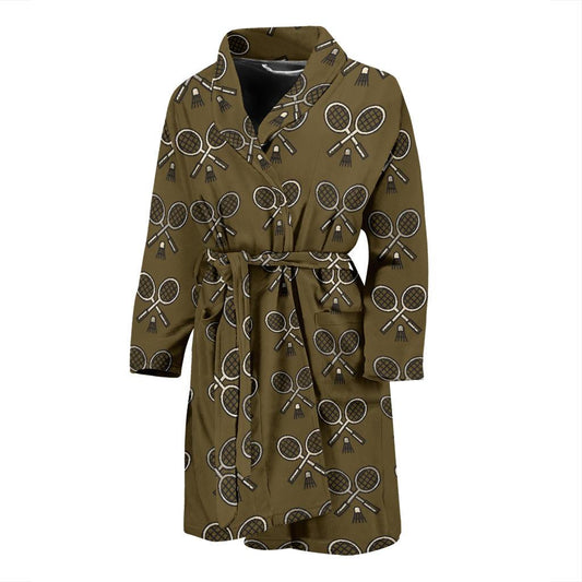 Badminton Pattern Print Design 07 Men Bathrobe-JORJUNE.COM