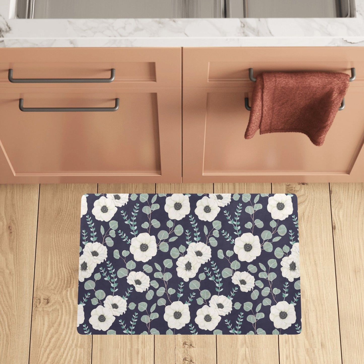 Anemone Pattern Print Design AM01 Kitchen Mat
