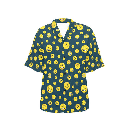Smiley Face Emoji Print Design LKS301 Women's Hawaiian Shirt