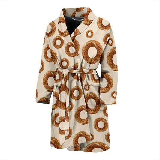 Bagel Pattern Print Design 01 Men Bathrobe-JORJUNE.COM