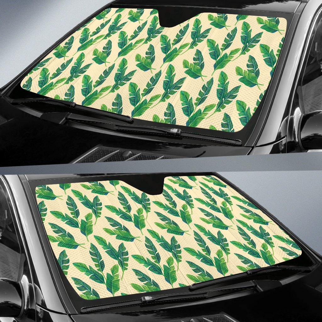 Banana Leaf Pattern Print Design 01 Car Sun Shade-JORJUNE.COM