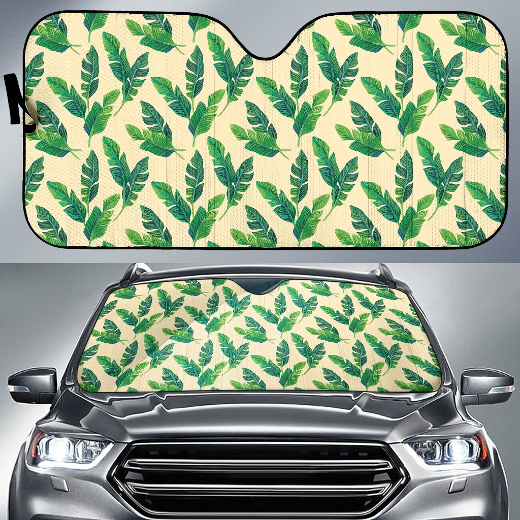 Banana Leaf Pattern Print Design 01 Car Sun Shade-JORJUNE.COM