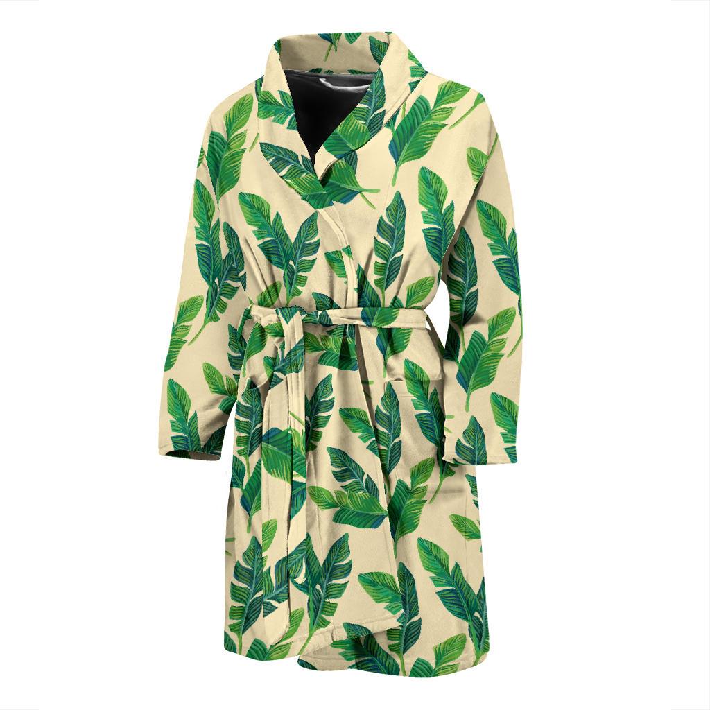 Banana Leaf Pattern Print Design 01 Men Bathrobe-JORJUNE.COM