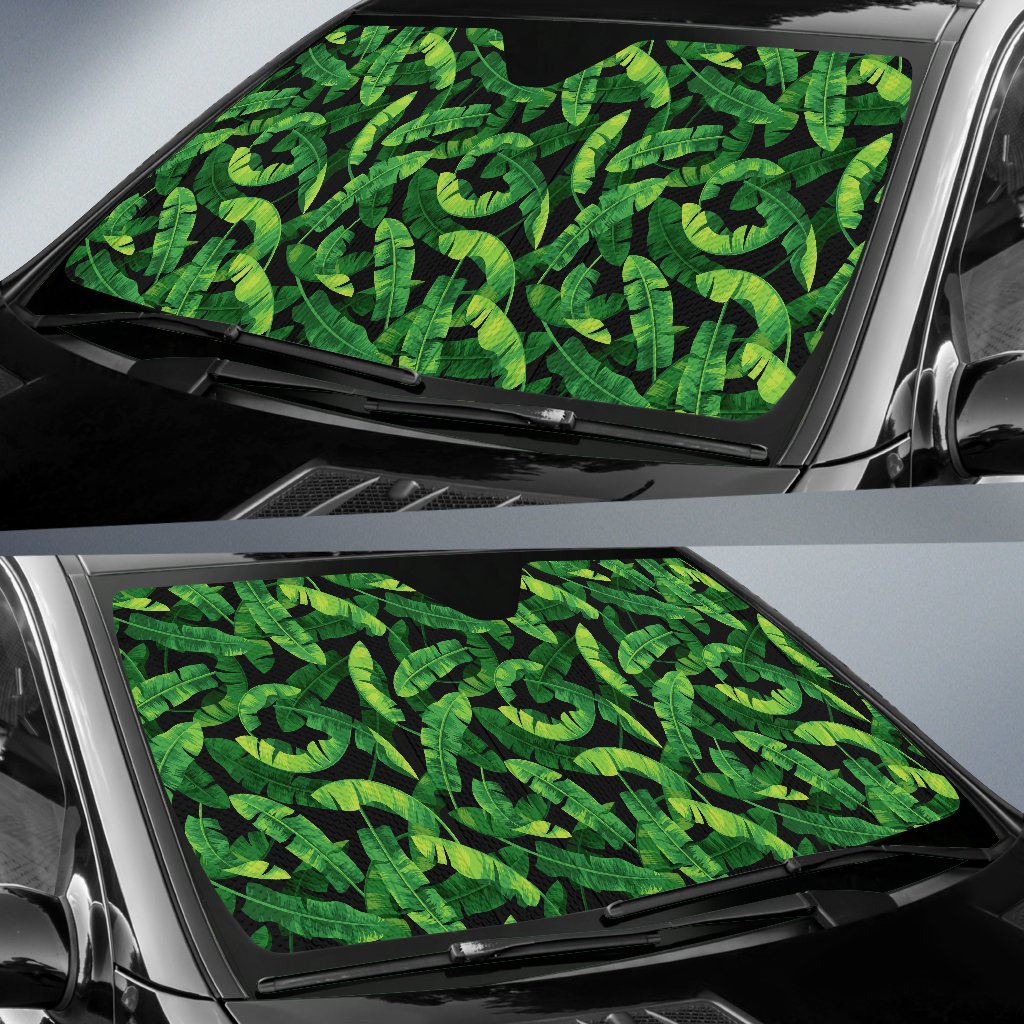 Banana Leaf Pattern Print Design 02 Car Sun Shade-JORJUNE.COM