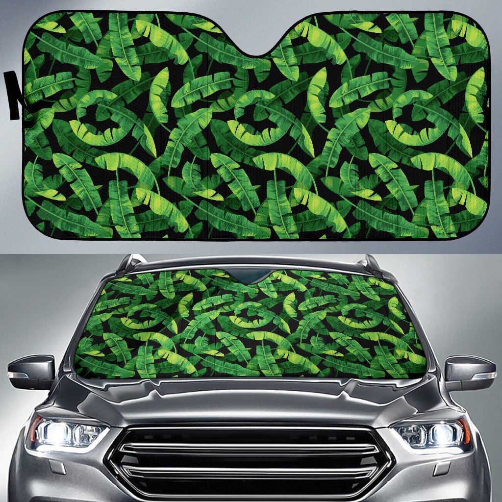 Banana Leaf Pattern Print Design 02 Car Sun Shade-JORJUNE.COM