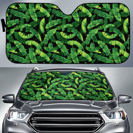 Banana Leaf Pattern Print Design 02 Car Sun Shade-JORJUNE.COM