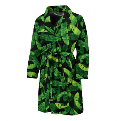 Banana Leaf Pattern Print Design 02 Men Bathrobe-JORJUNE.COM
