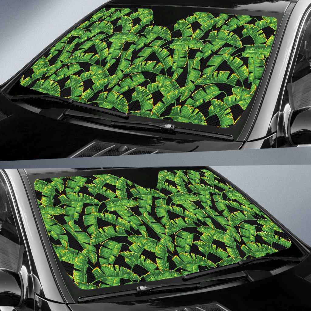 Banana Leaf Pattern Print Design 03 Car Sun Shade-JORJUNE.COM