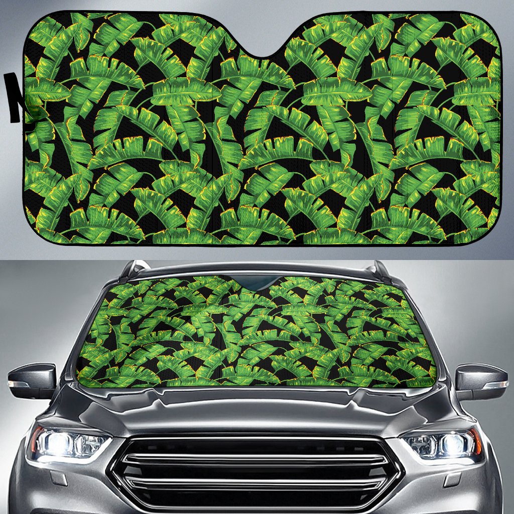 Banana Leaf Pattern Print Design 03 Car Sun Shade-JORJUNE.COM