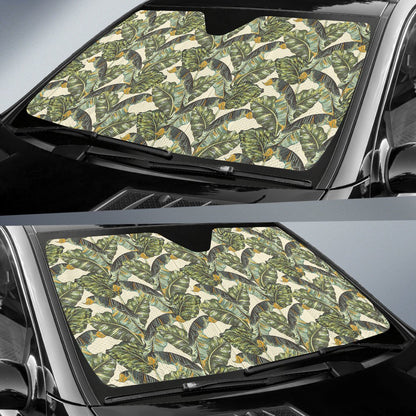Banana Leaf Pattern Print Design 04 Car Sun Shade-JORJUNE.COM