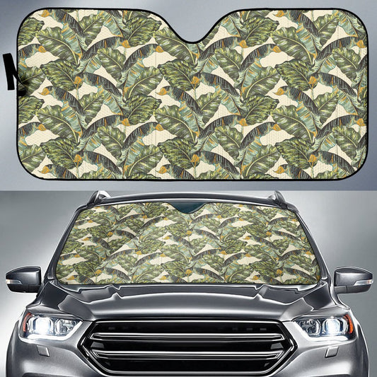 Banana Leaf Pattern Print Design 04 Car Sun Shade-JORJUNE.COM