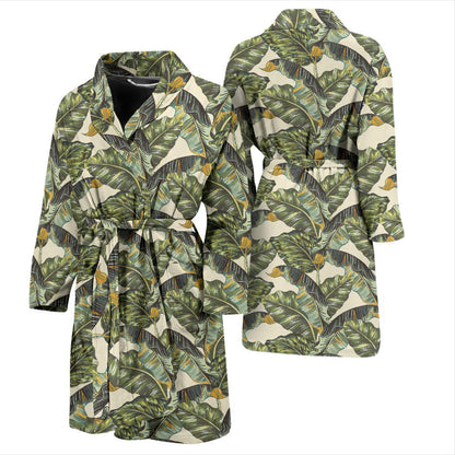 Banana Leaf Pattern Print Design 04 Men Bathrobe-JORJUNE.COM