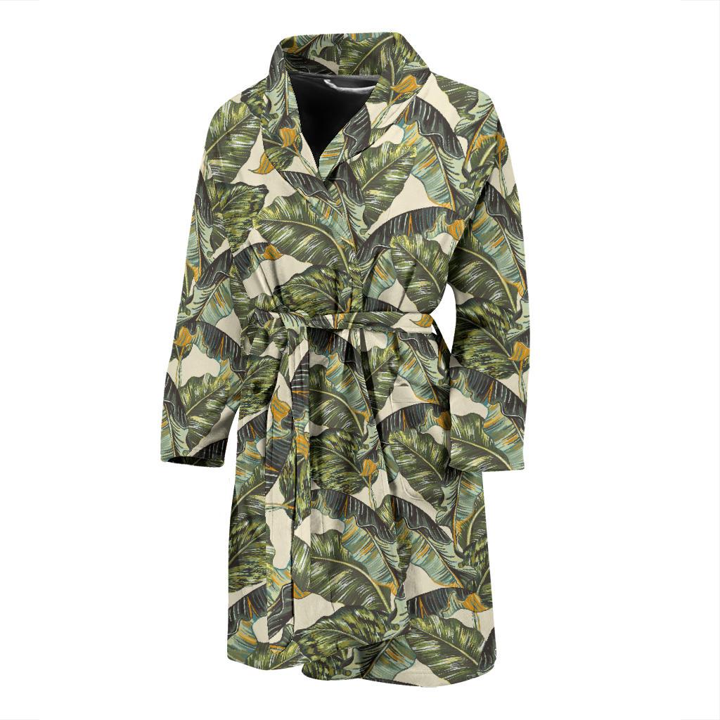 Banana Leaf Pattern Print Design 04 Men Bathrobe-JORJUNE.COM