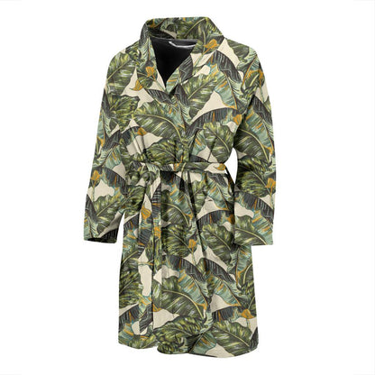 Banana Leaf Pattern Print Design 04 Men Bathrobe-JORJUNE.COM