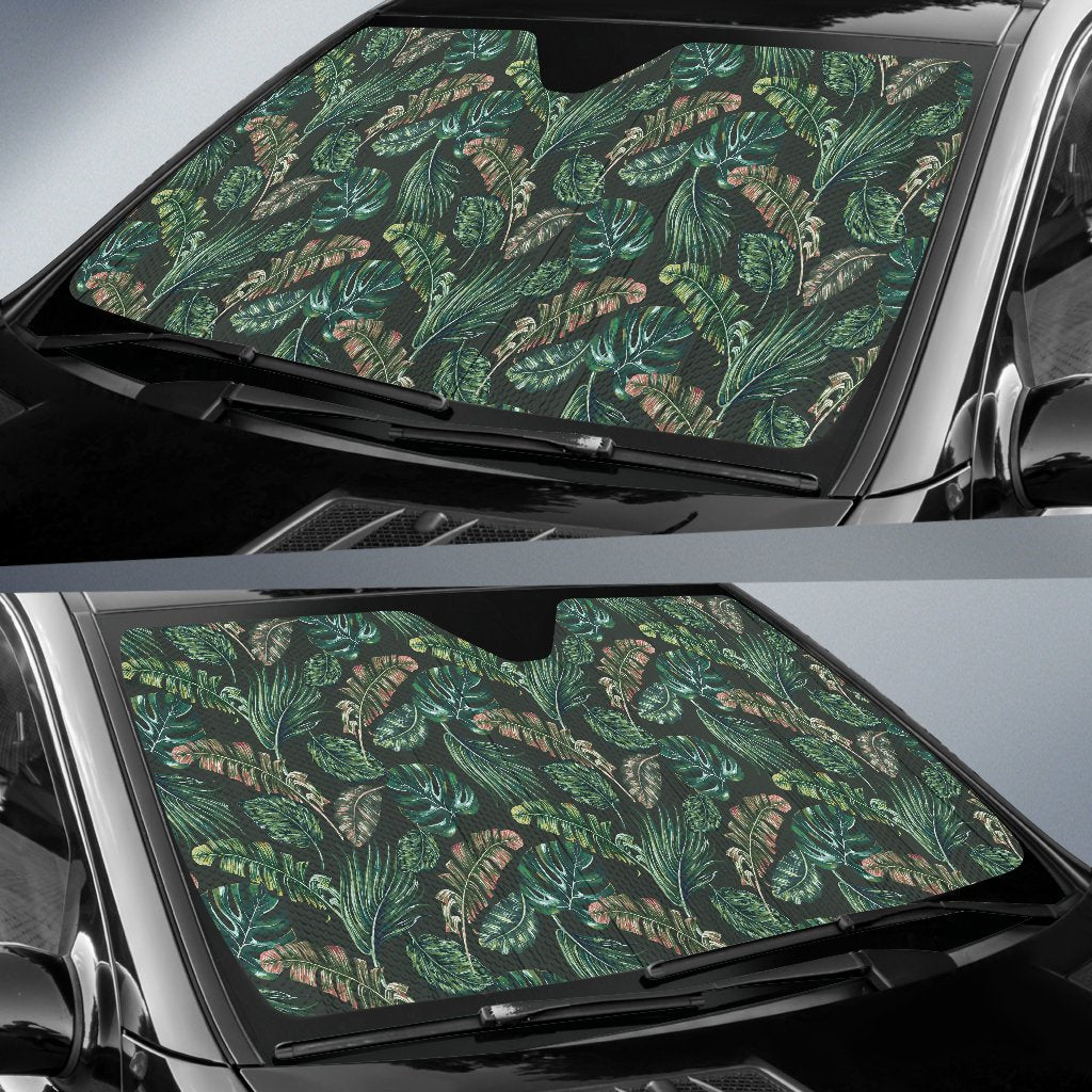 Banana Leaf Pattern Print Design 05 Car Sun Shade-JORJUNE.COM