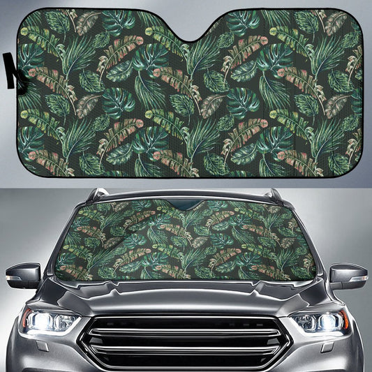 Banana Leaf Pattern Print Design 05 Car Sun Shade-JORJUNE.COM