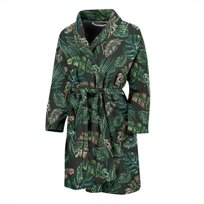 Banana Leaf Pattern Print Design 05 Men Bathrobe-JORJUNE.COM