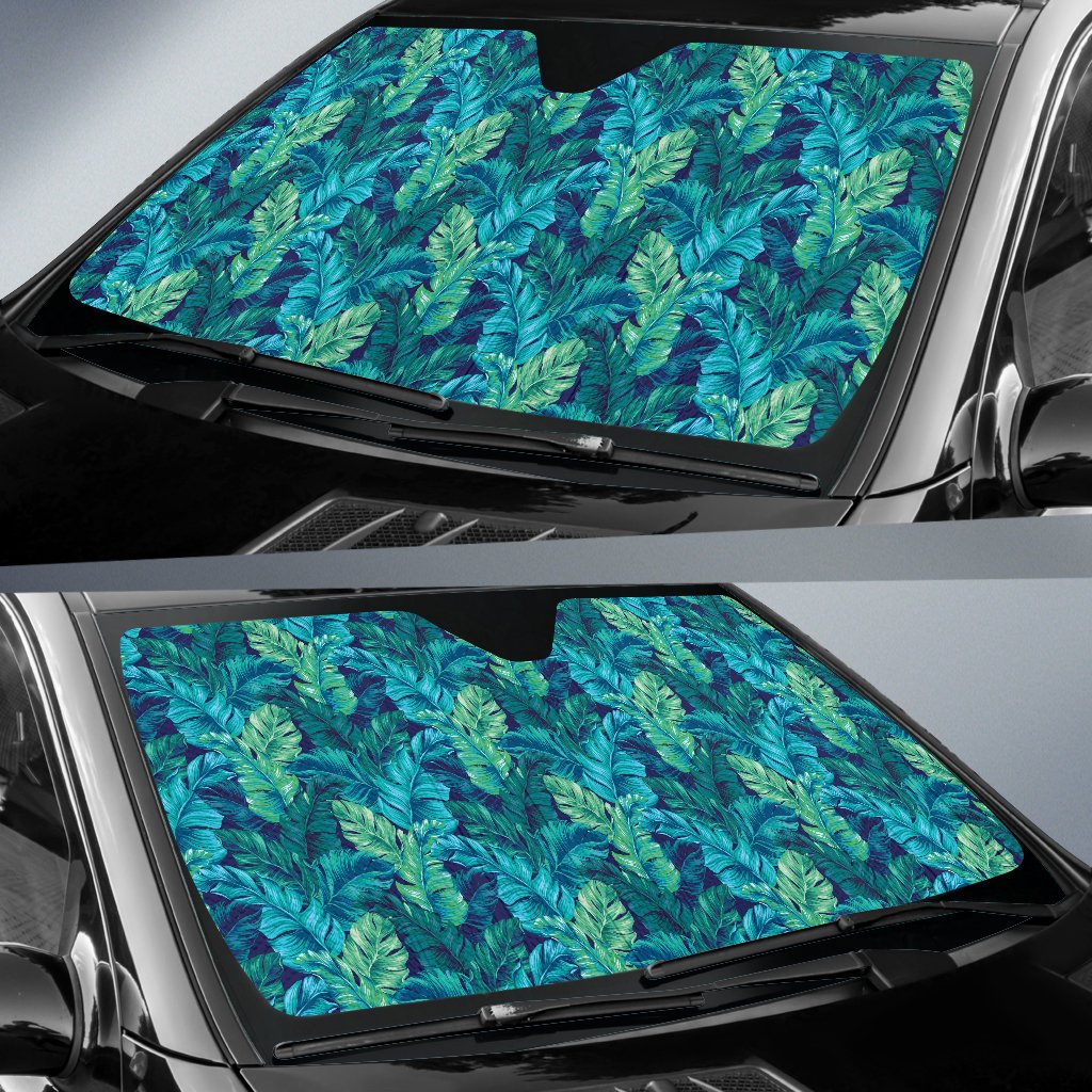 Banana Leaf Pattern Print Design 06 Car Sun Shade-JORJUNE.COM