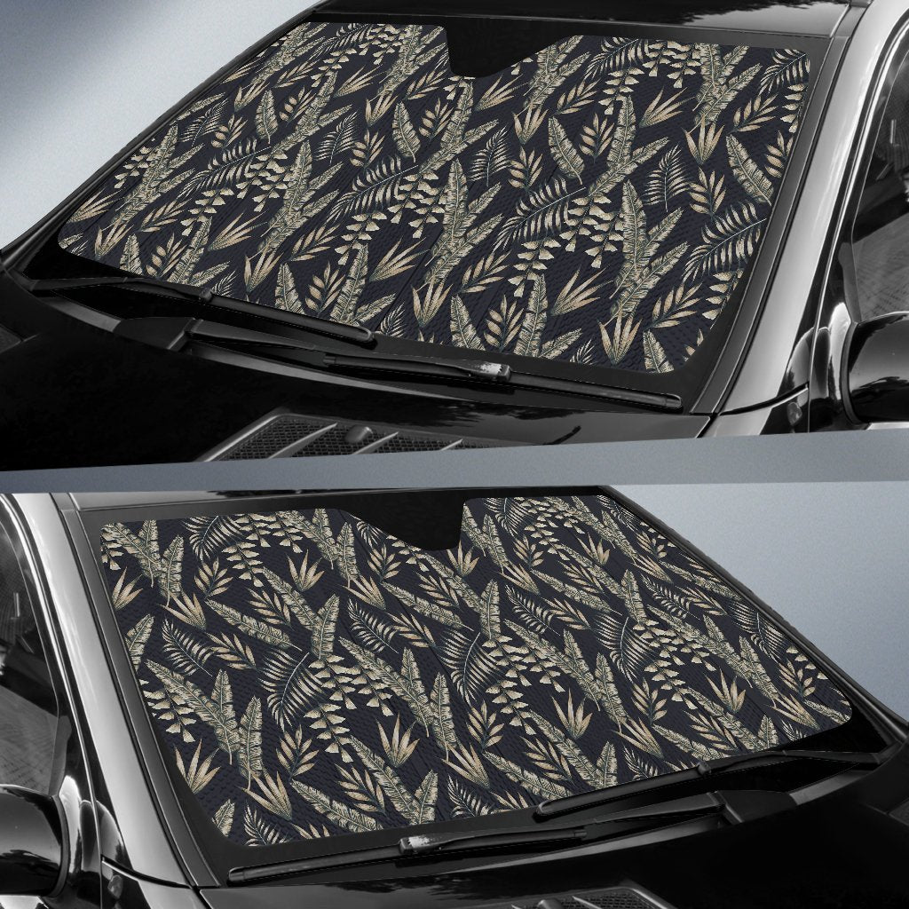 Banana Leaf Pattern Print Design 07 Car Sun Shade-JORJUNE.COM