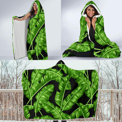 Banana Leaf Pattern Print Design BL01 Hooded Blanket-JORJUNE.COM