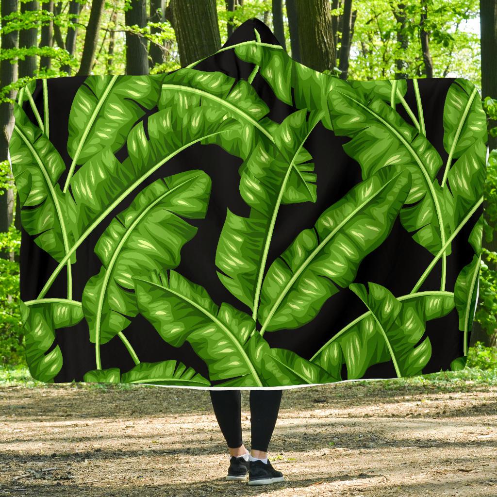 Banana Leaf Pattern Print Design BL01 Hooded Blanket-JORJUNE.COM