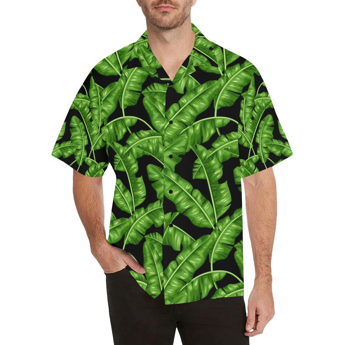 Banana Leaf Pattern Print Design BL01 Men Hawaiian Shirt-JorJune