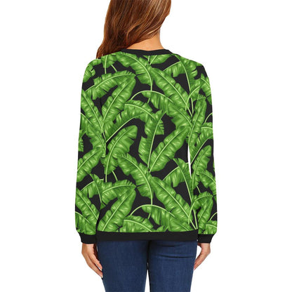 Banana Leaf Pattern Print Design BL01 Women Long Sleeve Sweatshirt-JorJune