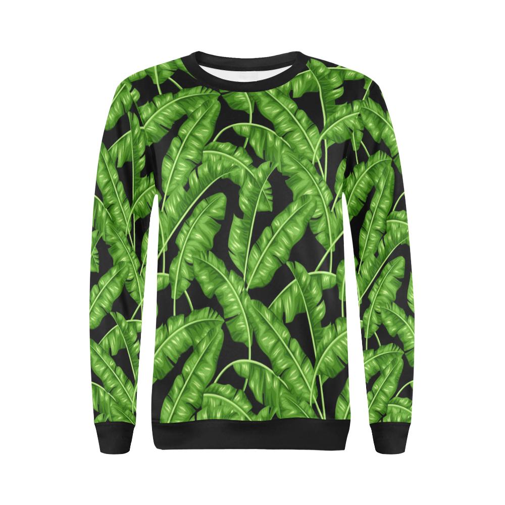 Banana Leaf Pattern Print Design BL01 Women Long Sleeve Sweatshirt-JorJune