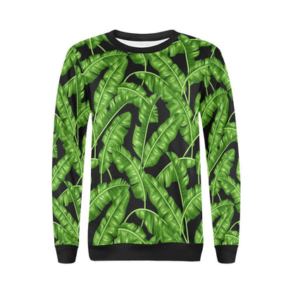 Banana Leaf Pattern Print Design BL01 Women Long Sleeve Sweatshirt-JorJune
