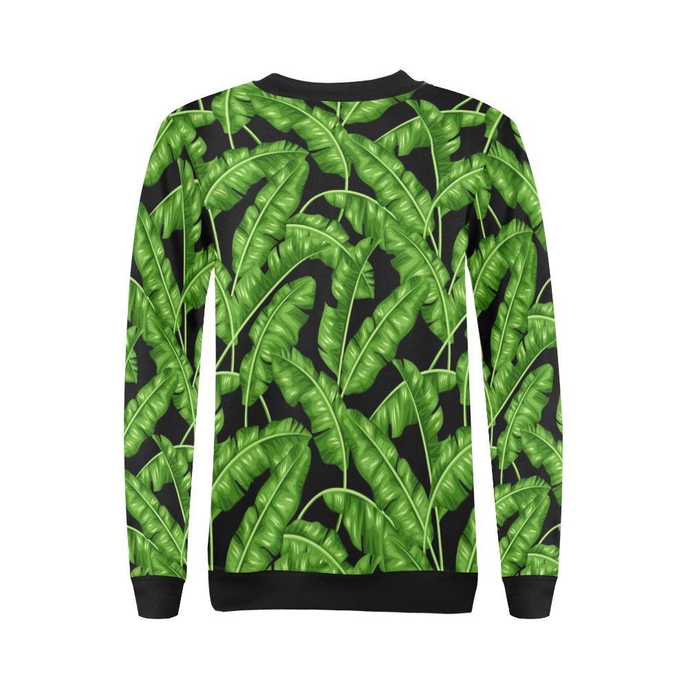 Banana Leaf Pattern Print Design BL01 Women Long Sleeve Sweatshirt-JorJune