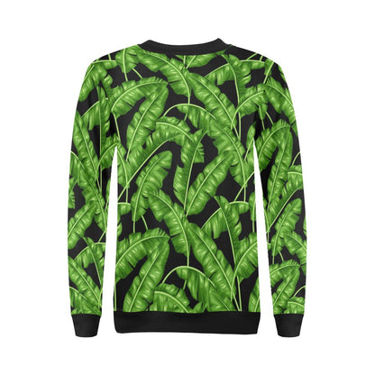 Banana Leaf Pattern Print Design BL01 Women Long Sleeve Sweatshirt-JorJune