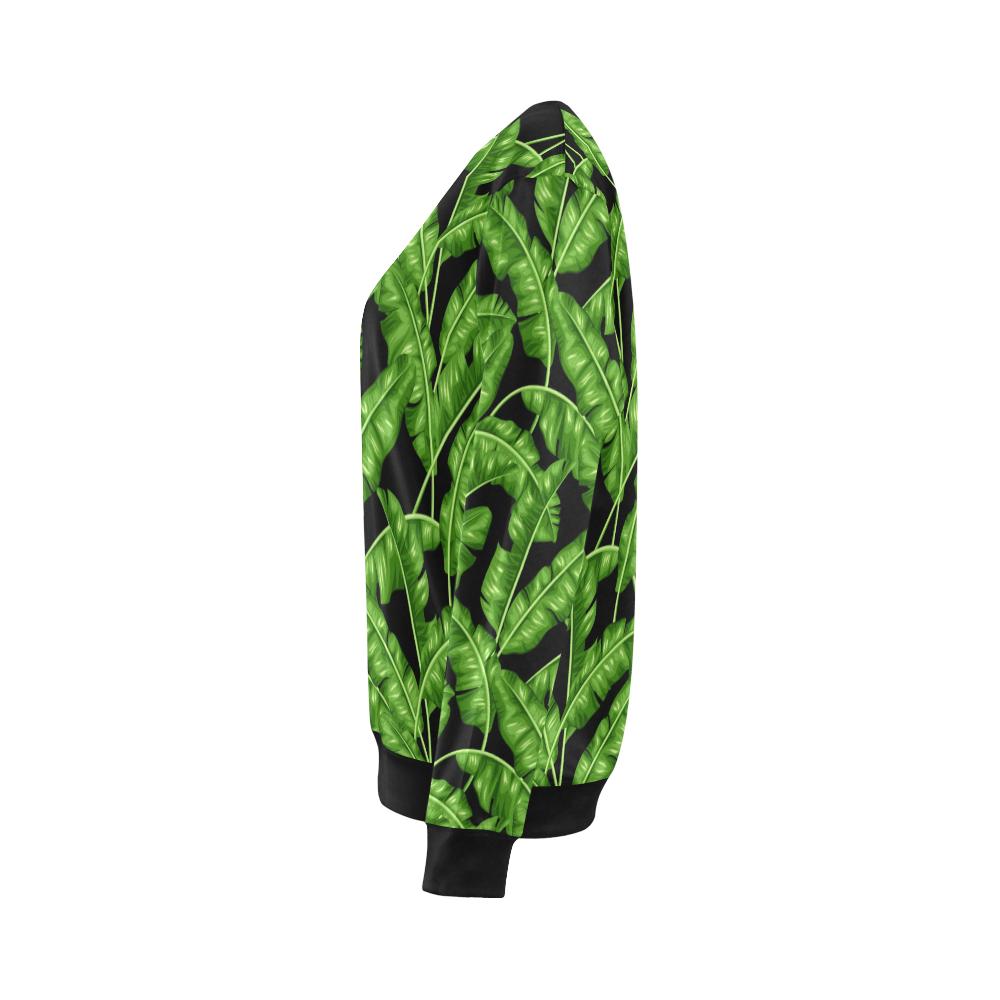 Banana Leaf Pattern Print Design BL01 Women Long Sleeve Sweatshirt-JorJune