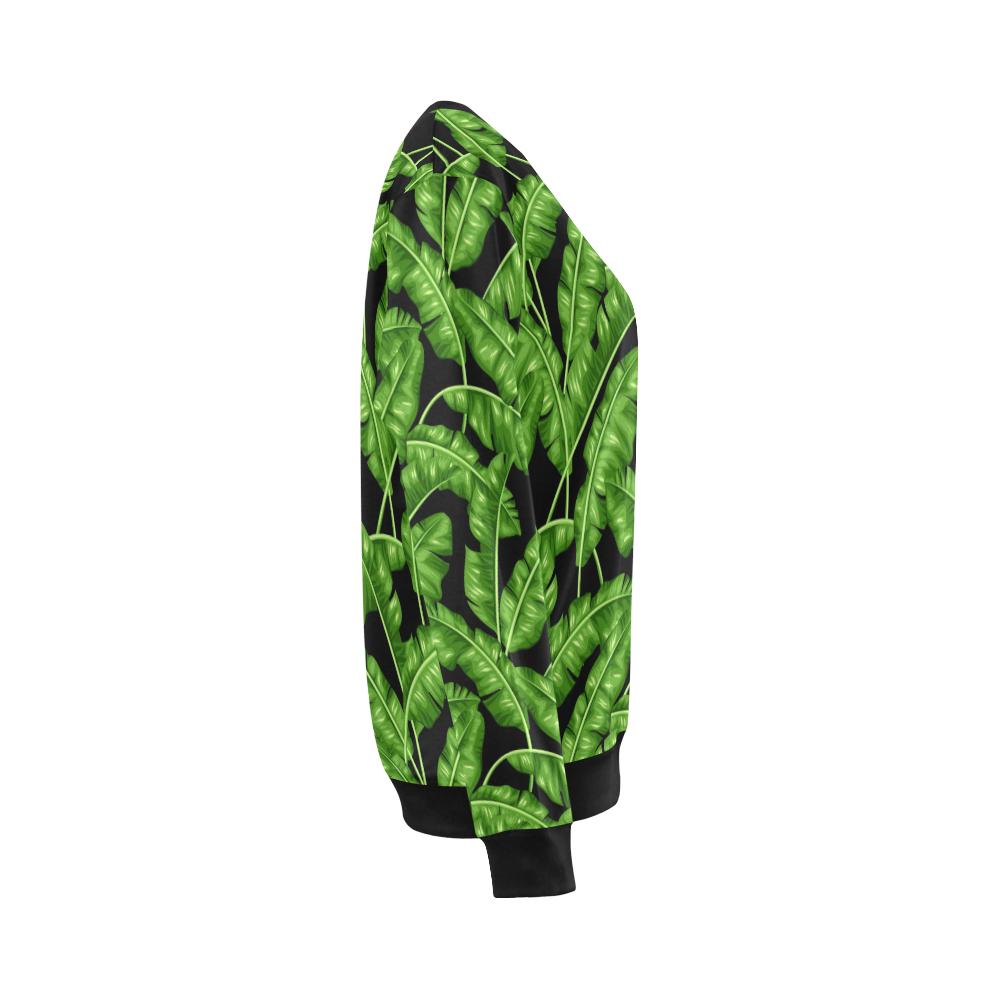 Banana Leaf Pattern Print Design BL01 Women Long Sleeve Sweatshirt-JorJune