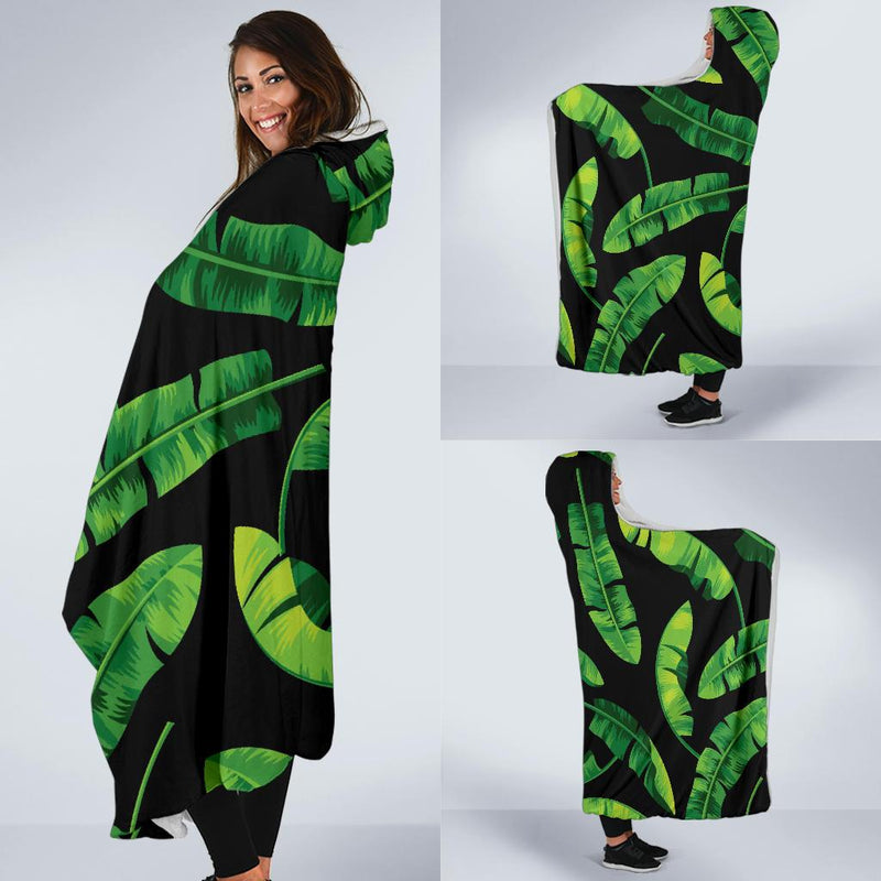 Banana Leaf Pattern Print Design BL02 Hooded Blanket-JORJUNE.COM