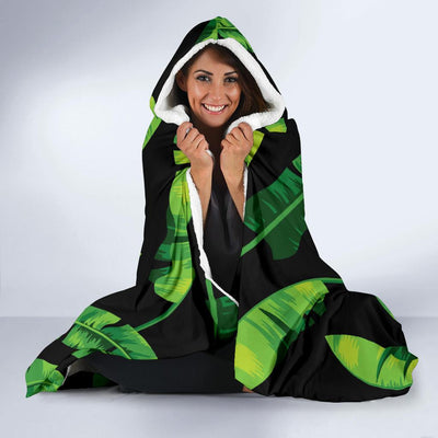 Banana Leaf Pattern Print Design BL02 Hooded Blanket-JORJUNE.COM