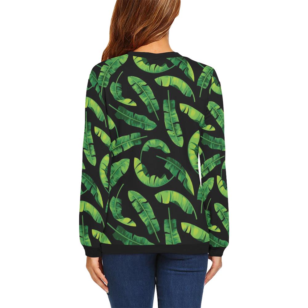 Banana Leaf Pattern Print Design BL02 Women Long Sleeve Sweatshirt-JorJune